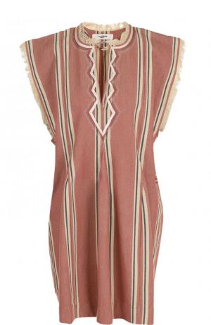 Хлопковое мини-платье свободного кроя Isabel Marant Etoile. Цвет: розовый