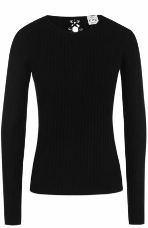 Кашемировый пуловер фактурной вязки со шнуровкой FTC. Цвет: черный
