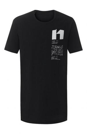 Удлиненная хлопковая футболка с принтом 11 by Boris Bidjan Saberi. Цвет: черный