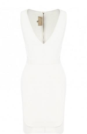 Приталенное мини-платье с V-образным вырезом Elie Saab. Цвет: белый