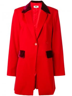 Пиджак с бархатными вставками Mm6 Maison Margiela. Цвет: красный