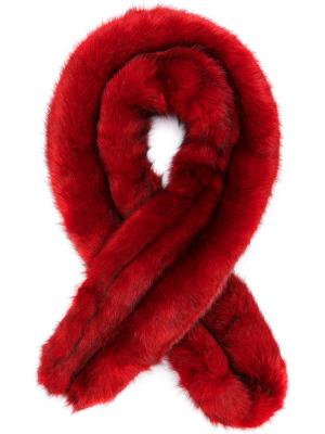 Длинный шарф из меха Helmut Lang. Цвет: красный