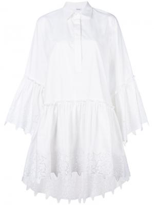 Платье-рубашка с перфорацией звезд P.A.R.O.S.H.. Цвет: белый