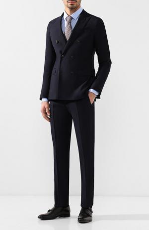Шерстяной костюм с двубортным пиджаком Emporio Armani. Цвет: темно-синий