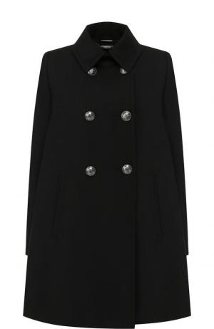 Двубортное шерстяное пальто с карманами Alexander McQueen. Цвет: черный
