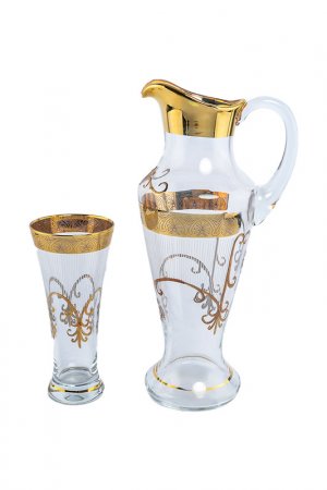 Набор: графин и стаканы Bohemia. Цвет: золотой