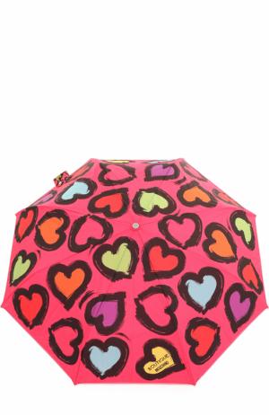 Складной зонт Moschino. Цвет: фуксия