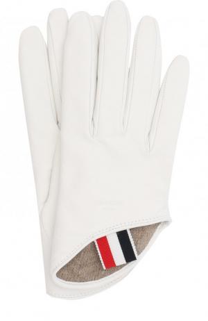Кожаные перчатки Thom Browne. Цвет: белый
