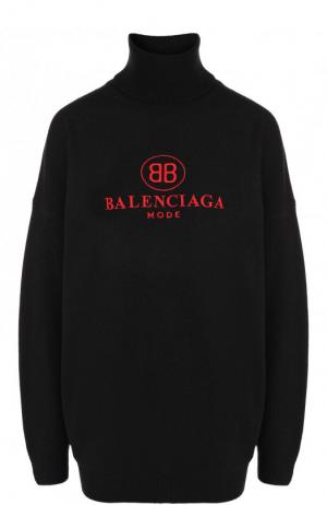 Пуловер свободного кроя с воротником-стойкой и принтом Balenciaga. Цвет: черный