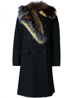 Пальто с меховым воротником Ermanno Scervino. Цвет: чёрный