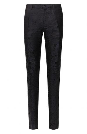 Шелковые брюки прямого кроя Dolce & Gabbana. Цвет: синий