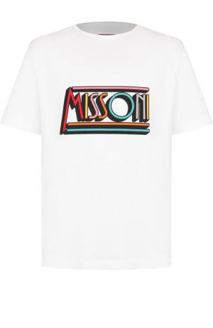 Хлопковая футболка с принтом Missoni. Цвет: белый