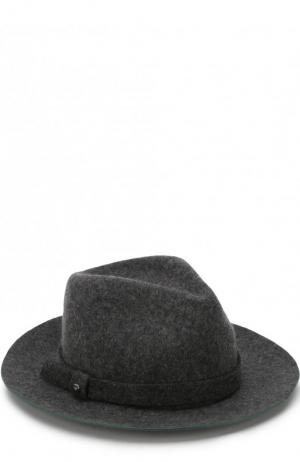 Шерстяная шляпа с ремешком Emporio Armani. Цвет: серый