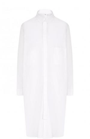Однотонное хлопковое платье-рубашка Yohji Yamamoto. Цвет: белый