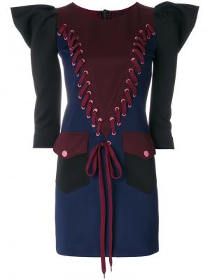 Структурированное платье со шнуровкой Frankie Morello. Цвет: синий