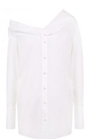 Удлиненная хлопковая блуза асимметричного кроя Victoria, Victoria Beckham. Цвет: белый