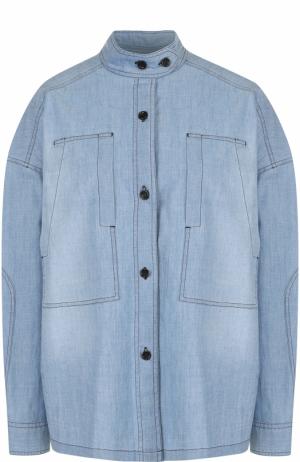 Джинсовая блуза свободного кроя с воротником-стойкой Isabel Marant Etoile. Цвет: голубой