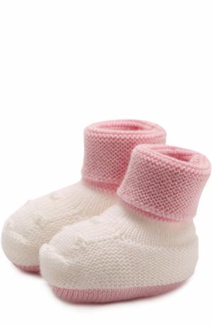 Шерстяные носки фактурной вязки Baby T. Цвет: белый