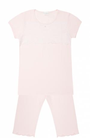 Пижама из хлопка с кружевной отделкой La Perla. Цвет: розовый