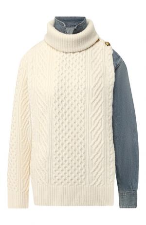 Шерстяной пуловер с высоким воротником Sacai. Цвет: синий