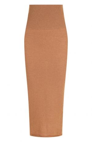 Однотонная шерстяная юбка с эластичным поясом Stella McCartney. Цвет: коричневый
