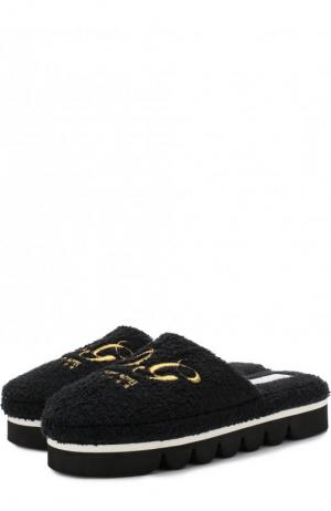 Текстильные домашние туфли Pantofola Dolce & Gabbana. Цвет: черный