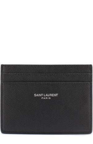 Кожаный футляр для кредитных карт Paris Saint Laurent. Цвет: черный