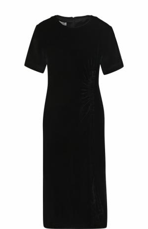 Приталенное бархатное платье-миди Dries Van Noten. Цвет: черный