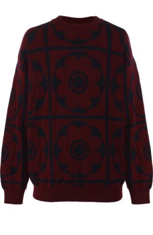 Шерстяной свитер с принтом Dries Van Noten. Цвет: бордовый