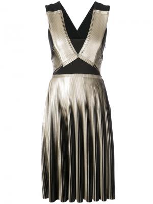 Плиссированное платье металлик Yigal Azrouel. Цвет: чёрный