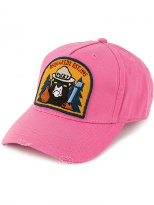 Бейсбольная кепка с заплаткой логотипом Dsquared2. Цвет: розовый и фиолетовый