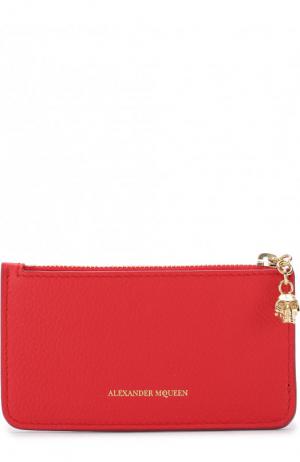Кожаный футляр для кредитных карт с отделением на молнии Alexander McQueen. Цвет: красный