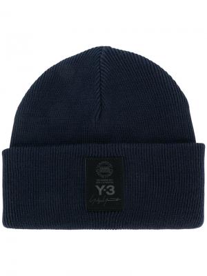 Трикотажная шапка Y-3. Цвет: синий