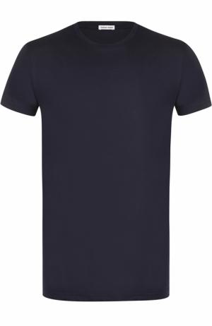 Хлопковая футболка с круглым вырезом Tomas Maier. Цвет: темно-синий