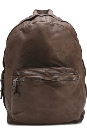 Кожаный рюкзак с эффектом крэш Giorgio Brato. Цвет: темно-серый