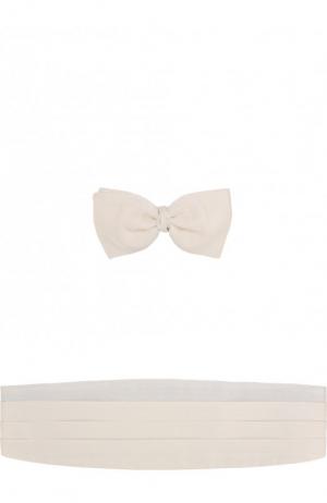 Комплект из шелкового галстука-бабочки и камербанда Ermenegildo Zegna. Цвет: кремовый