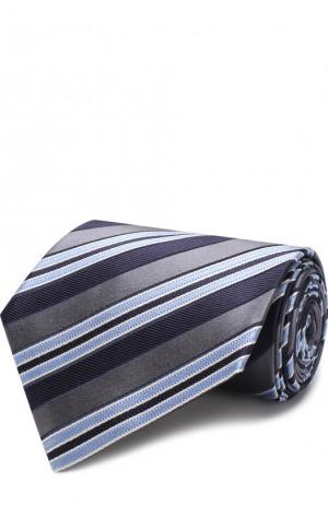 Шелковый галстук в полоску Z Zegna. Цвет: серый