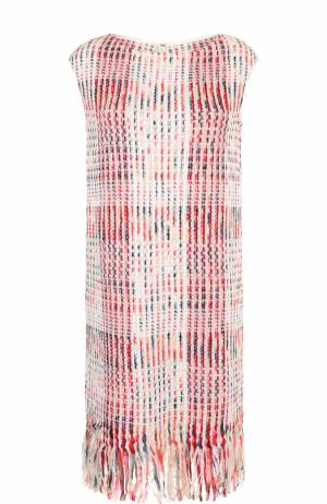 Буклированное платье-миди с бахромой St. John. Цвет: розовый