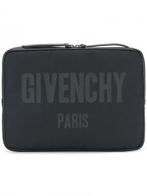 Папка с принтом логотипа Givenchy. Цвет: чёрный
