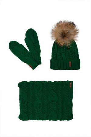 Комплект: шапка, снуд, варежки SAVA MARI. Цвет: зеленый