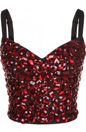 Укороченный топ на молнии с декоративной отделкой Dolce & Gabbana. Цвет: красный