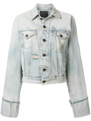Состаренная джинсовая куртка R13. Цвет: синий