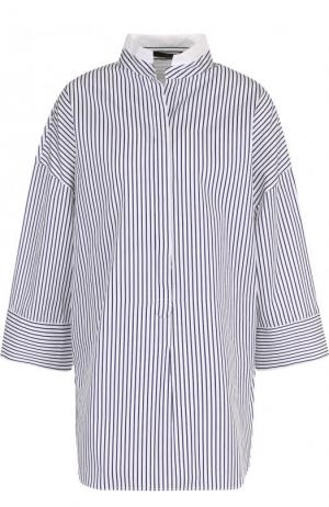 Хлопковая блуза свободного кроя в полоску Windsor. Цвет: темно-синий