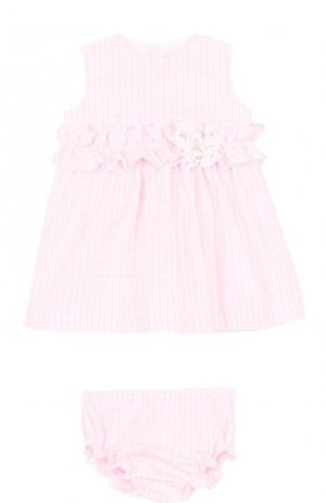 Комплект из платья с цветочной аппликацией и трусов Aletta. Цвет: розовый
