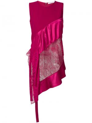 Асимметричная блузка с кружевной вставкой Givenchy. Цвет: розовый и фиолетовый