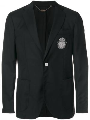 Пиджак с заплаткой в виде эмблемы Billionaire. Цвет: чёрный