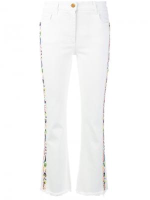 Укороченные джинсы с вышивкой Etro. Цвет: белый