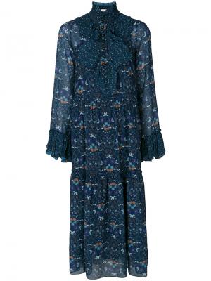 Длинное платье с цветочным принтом See By Chloé. Цвет: синий