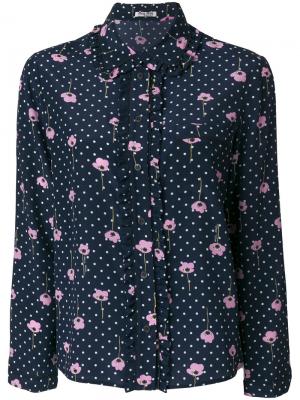 Пижамная рубашка с цветочным принтом Miu. Цвет: синий