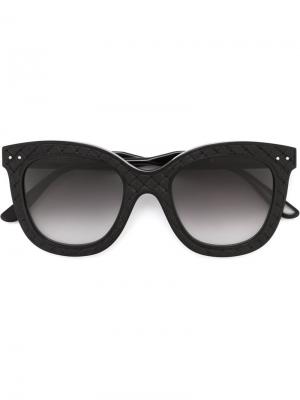 Солнцезащитные очки в круглой оправе Bottega Veneta Eyewear. Цвет: чёрный
